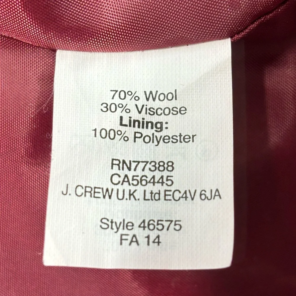J. Crew Wool Blend The Pencil Skirt Straight Burgundy Wine Red Size 2 - Picture 15 of 17